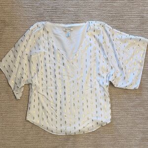 White House Black Market White and Gold Blouse